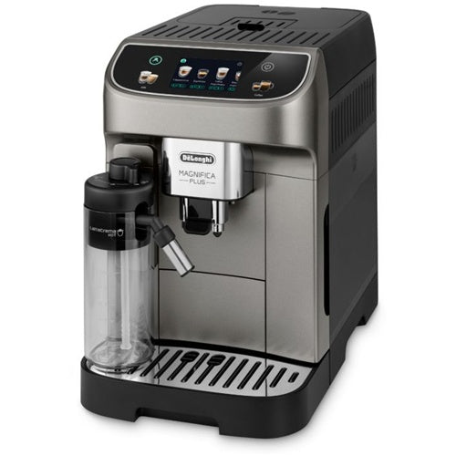 DeLonghi ECAM320.70.TB Magnifica Plus coffee machine, 18 drinks, LatteCrema Hot, 3.5" touch screen, 4 user profiles, easy cleaning