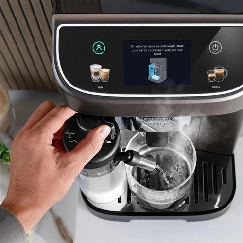 DeLonghi ECAM320.70.TB Magnifica Plus coffee machine, 18 drinks, LatteCrema Hot, 3.5" touch screen, 4 user profiles, easy cleaning