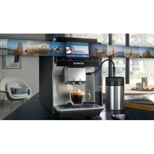 Siemens TP715D01 EQ.700 Classic coffee machine, 2.4 l tank, 19 bar, Home Connect Wi-Fi, 5" touchscreen, black-gray