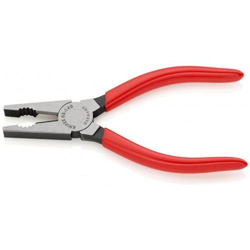 Knipex 03 01 140 steel pliers, atramentized, with wire cutter, plastic-coated handle, length 140 mm