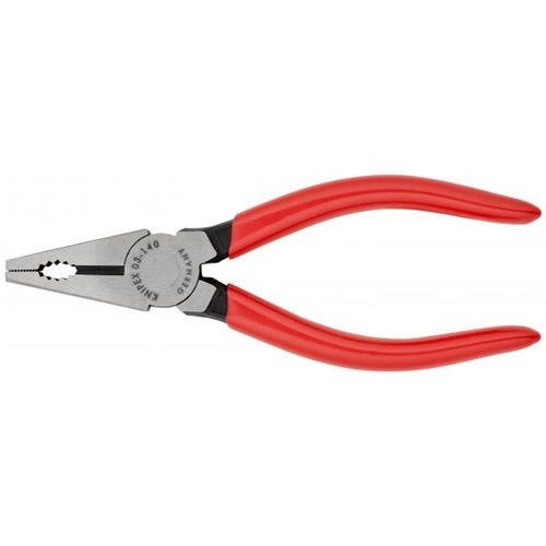 Knipex 03 01 140 steel pliers, atramentized, with wire cutter, plastic-coated handle, length 140 mm