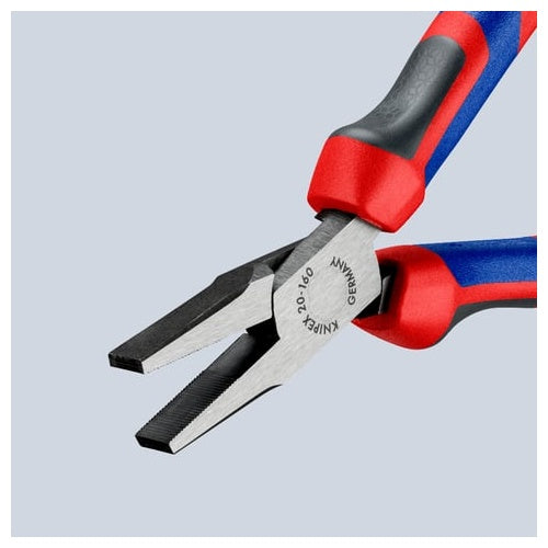 Knipex 20 02 160 straight-nose pliers (red/blue, serrated handles)