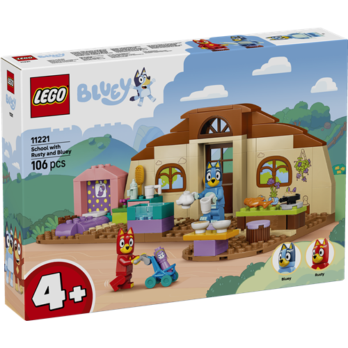 Kocke Lego Bluey: Modra šola z Rustyem in Modrijem, 106 kos, od 4. let (11221)