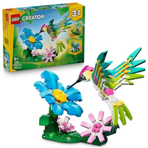 Kocke Lego Creator 3-v-1 Igrača za gradnjo divjih živali: Barviti kolibri, 312 kock, od 8. let (31384)
