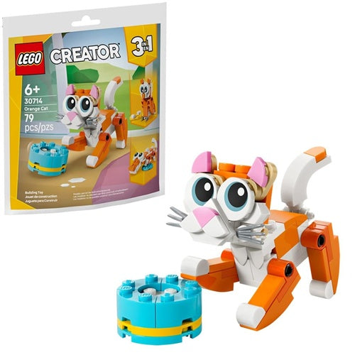 Lego Creator 3-in-1 Orange Cat - Construction Toy (Polymer Bag), 79 Bricks, Ages 6 and Up (30714)