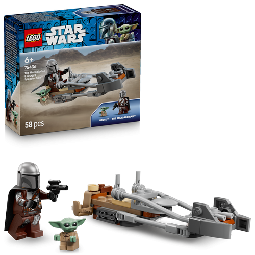 Kocke Lego Star Wars Mandalorian in Grogu na svojem hitrem motorju, 58 kock, od 6. let (75436)