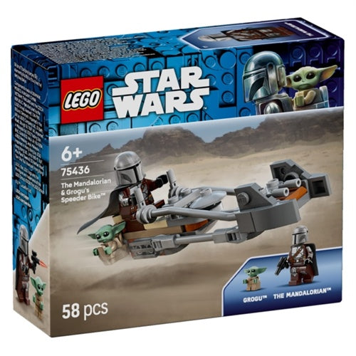 Kocke Lego Star Wars Mandalorian in Grogu na svojem hitrem motorju, 58 kock, od 6. let (75436)