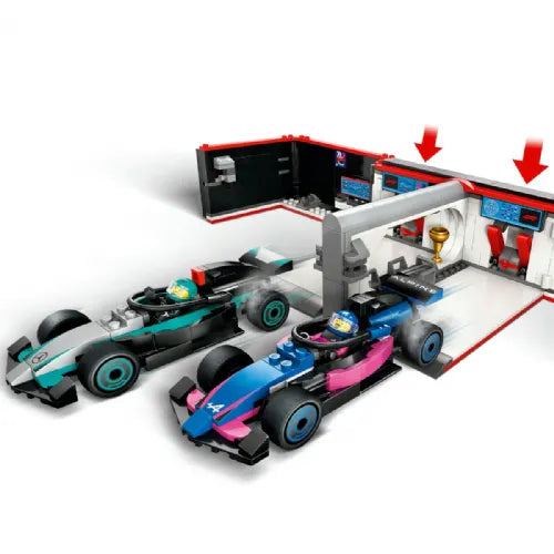 Kocke Lego City: Avtomehanična delavnica F1® ter dirkalnika Mercedes-AMG in Alpine (60444)