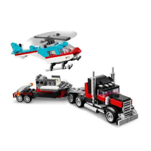 Kocke Lego® Creator 3in1 Ploščadni tovornjak s helikopterjem (31146)