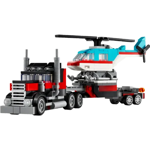 Kocke Lego® Creator 3in1 Ploščadni tovornjak s helikopterjem (31146)
