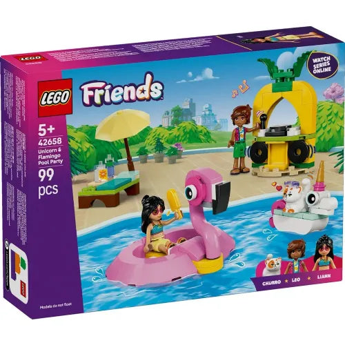 Kocke Lego Friends: Zabava ob bazenu s samorogom in flamingom (42658)
