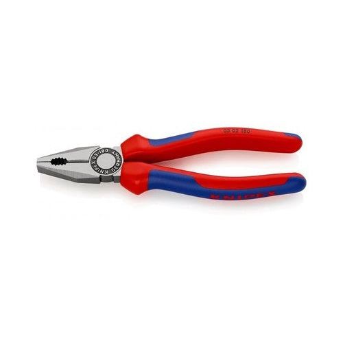 Knipex 03 02 180 combination pliers (blue, serrated gripping surfaces, beveled cutting edge)