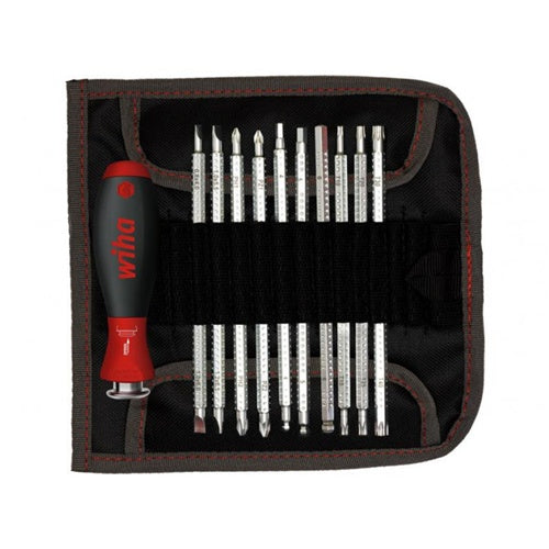 Wiha screwdriver and blade set with replaceable blade SYSTEM 6 (black/red, 12 pieces, with folding box)