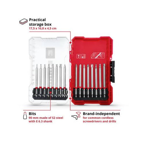 KWB socket/bit/drill bit set in M-case, 16-piece (extra long, 90 mm)