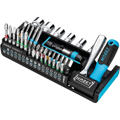 Hazet SmartHolder 2300SH-1 Bit and Socket Set, 1/4"; (black, 39 pieces, including fine-tooth ratchet)