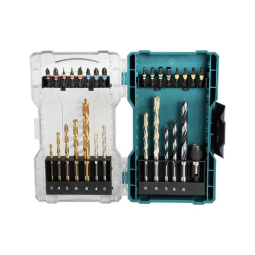 Makita E-07054 drill and bit set, 29 pieces (folding box with transparent lid)