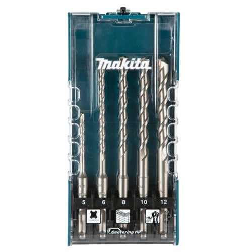 Makita SDS-plus hammer drill set, 5-piece (Ø 5 / 6 / 8 / 10 / 12 mm, working length 50 mm / 100 mm)