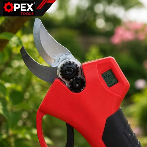 Cordless pruning shears OPEX TOOLS OPX28004, 21 V, cut up to 25 mm, 2x 1.5 Ah, LCD, red black