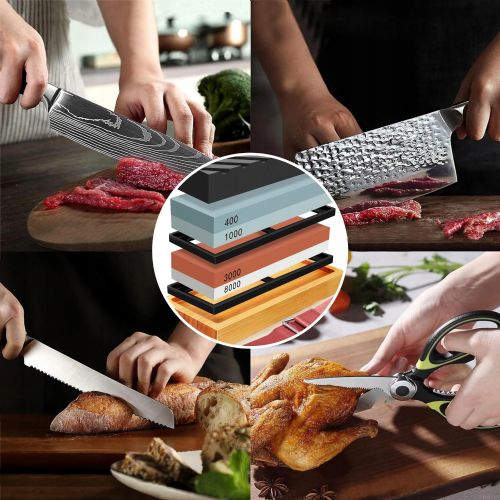 Double-sided whetstone set for manual knife sharpening 400-8000