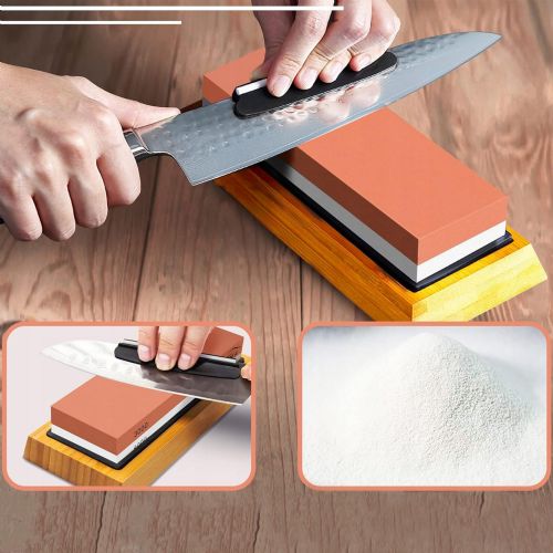 Double-sided whetstone set for manual knife sharpening 400-8000
