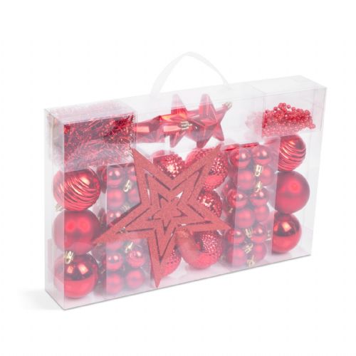 Christmas tree decoration set - red - 66 pieces