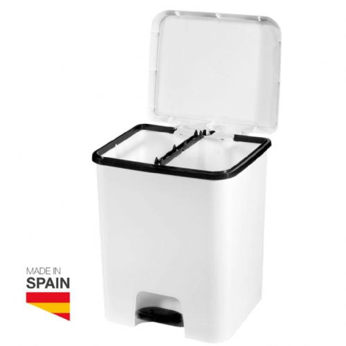 GSC waste bin, 52 l, with pedal and separator, black and white