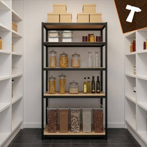 Bigstren metal storage rack, 180 × 100 × 60 cm, 5 shelves, load capacity 200 kg per shelf, screwless assembly, black