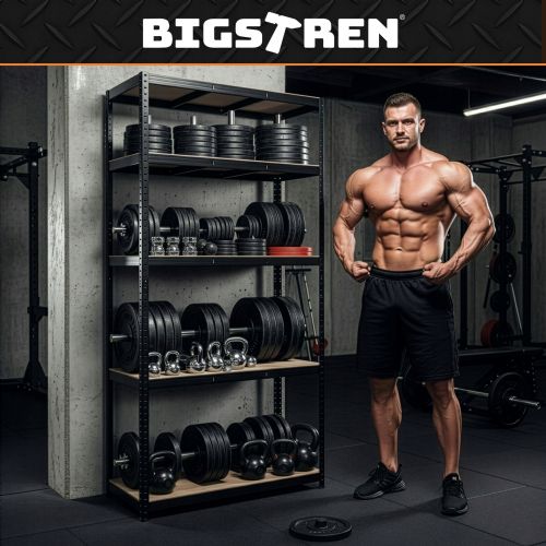Bigstren metal storage rack, 180 × 100 × 60 cm, 5 shelves, load capacity 200 kg per shelf, screwless assembly, black
