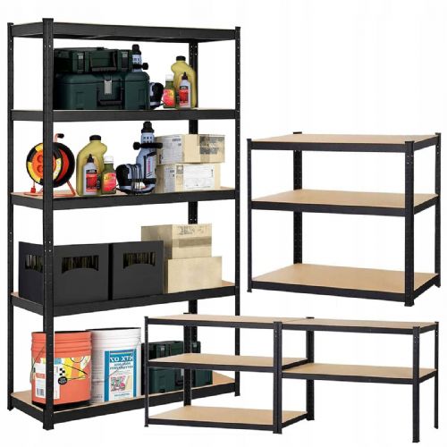 Bigstren metal storage rack, 180 × 100 × 60 cm, 5 shelves, load capacity 200 kg per shelf, screwless assembly, black