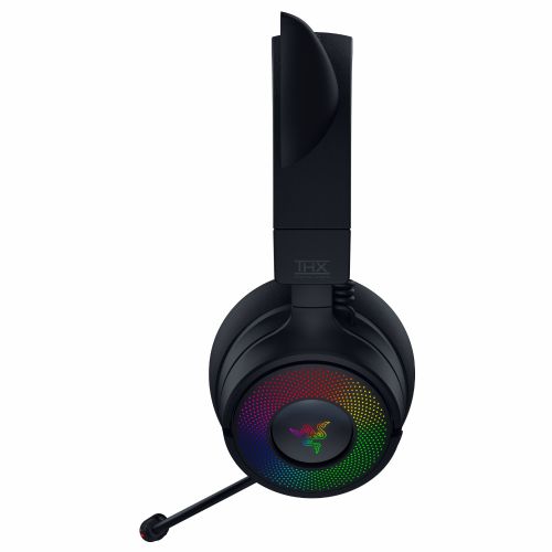 Slušalke Razer Kraken Kitty V3 Pro črne, brezžične, Razer Chroma RGB, THX Spatial Audio, Bluetooth 5.3, do 70 ur baterije, mikrofon HD