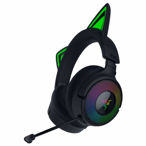 Slušalke Razer Kraken Kitty V3 Pro črne, brezžične, Razer Chroma RGB, THX Spatial Audio, Bluetooth 5.3, do 70 ur baterije, mikrofon HD