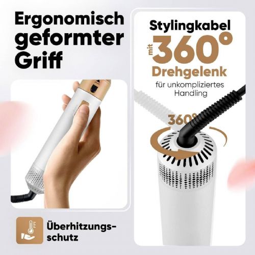 Krtača za kodranje in nastavki ProfiCare PC-HAS 3132 (bel/roza, 4 v 1? Multifairstyler)