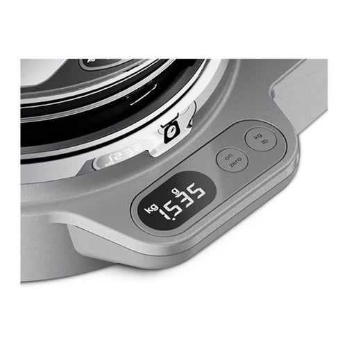 Kuhinjski robot Kenwood Titanium Chef Baker KVC85.124SI, 1200 W, integrirana tehtnica, set za slaščice, nastavek za mešalnik, za 5 l posoda, brezstopenjsko prilagajanje, srebrne barve