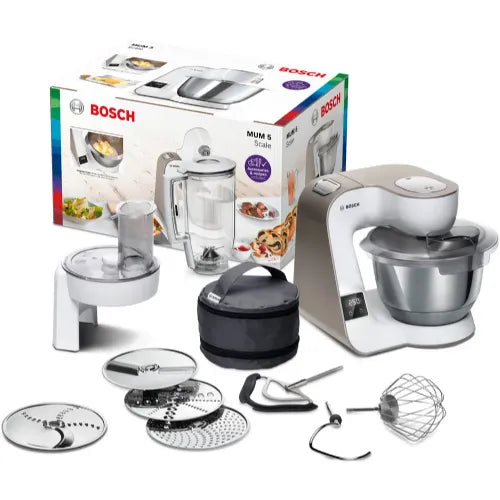 Bosch Home Professional MUM5XW20 food processor with built-in scales, white / champagne