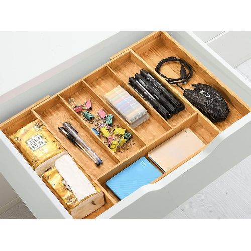L adjustable kitchen drawer insert cutlery organizer bamboo up to 39cm 18727056