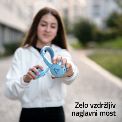 Slušalke LAMAX BaseKid1, Bluetooth 5.3, 35 h baterija, omejitev glasnosti 85/94 dB, roza