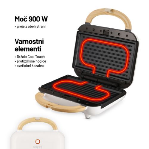 Pekač sendvičev Lauben 3v1 (900W)
