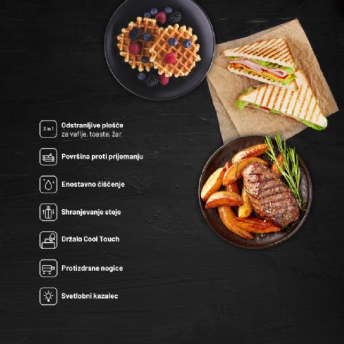 Pekač sendvičev Lauben 3v1 (900W)