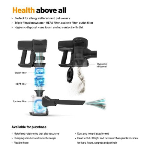 Pokončni sesalnik Lauben 2in1 Pet Plus 4, 400W, LED osvetlitev