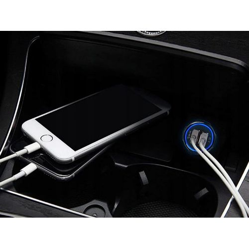 USB car charger Verk Group, 2 × USB-A QC 3.0, 3.1 A, LED lighting, black