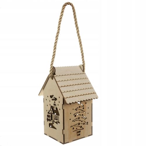 LED wooden Christmas house lantern