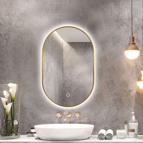 LED mirror S611A, 60x90cm, with gold frame