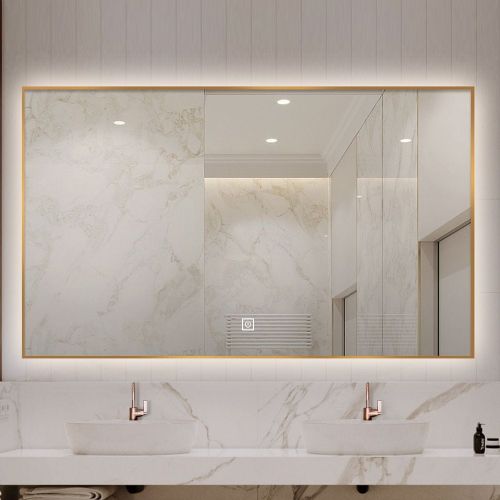 LED mirror S67A, 100x60cm, with gold frame