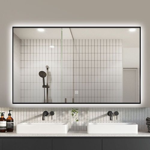 LED mirror S67B, 100x60cm, with black frame