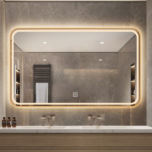 LED mirror S68A, 100x60cm, with gold frame