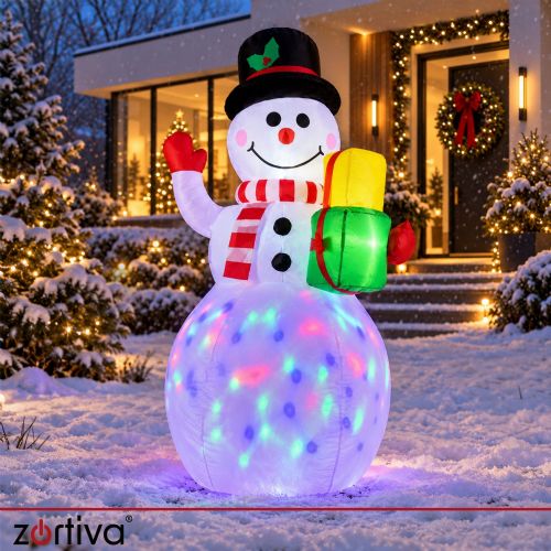 LED RGB inflatable snowman 155cm projector and compressor