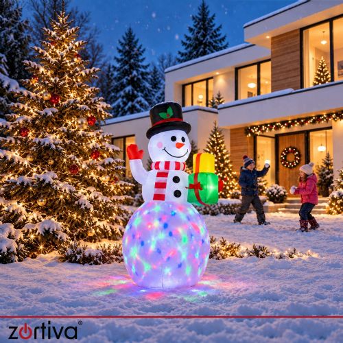 LED RGB inflatable snowman 155cm projector and compressor