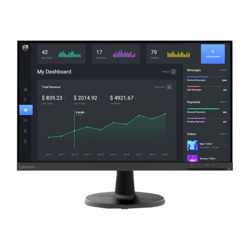 Monitor Lenovo D24-45 60,45 cm (23,8"), 1920x1080 (FHD), 250cd/m2, VA, 16:9 3000:1 5ms HDMI 1.4 VGA 75Hz 72 NTSC AMD FreeSync (67A4KAC6EU)