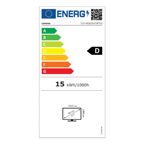 Monitor LENOVO ThinkVision T27-40 68,58cm (27") FHD IPS DP/HDMI/VGA