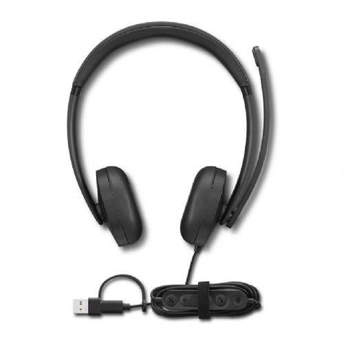 Lenovo 5000 Teams Headset, wired, USB-C, binaural, noise-canceling microphone, Teams button